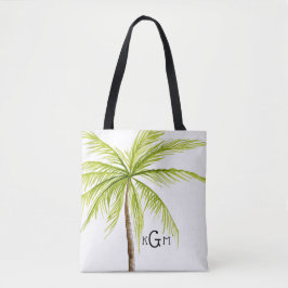 Tropical Beach Bag Palm Tree Monogram Tasche