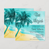 Tropical Beach Bat Mitzvah Einladungen (Vorne/Hinten)