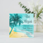 Tropical Beach Bat Mitzvah Einladungen (Stehend Vorderseite)