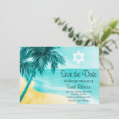 Tropical Beach Bat Mitzvah Save the Date (Stehend Vorderseite)