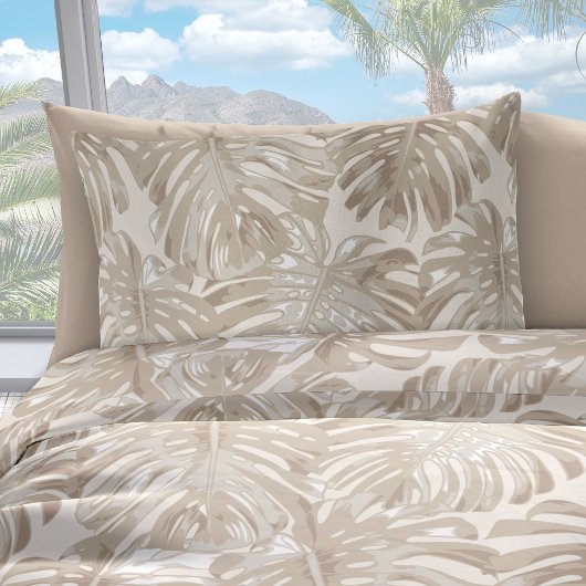 Tropical Beach Beige Palm Blätter Kissenbezug