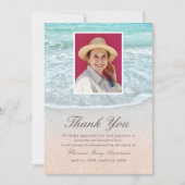 Tropical Beach Beileid Memorial Danke Foto Einladung (Vorderseite)