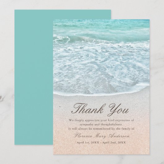 Tropical Beach Beileid Memorial Danke Karte (Vorne/Hinten)