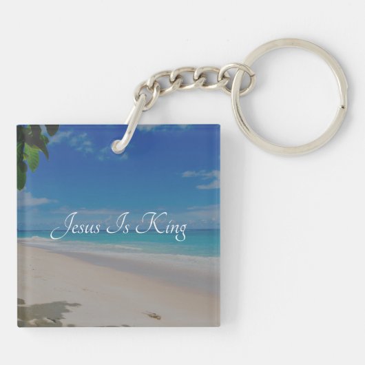 Tropical Beach Bible Verse Psalm 119:105 Schlüsselanhänger (Rückseite)