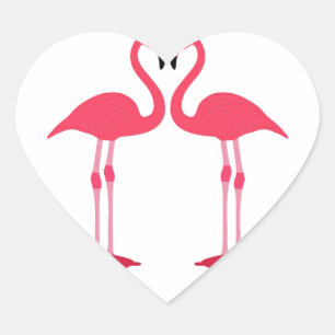 Tropical Beach Birds Destination Flamingos Herz-Aufkleber