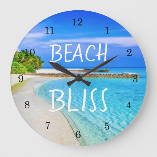Tropical Beach Bliss Große Wanduhr (Vorderseite)