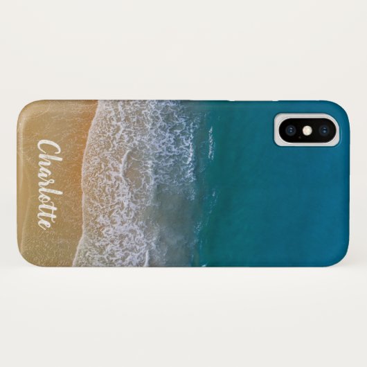 Tropical Beach Blue Ocean Sand Waves Name Case-Mate iPhone Hülle (Rückseite (Horizontal))