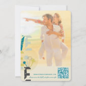 Tropical Beach Blue Palm Trees Grunge Text Foto Save The Date (Rückseite)