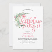 Tropical Beach Blume Geburtstagsparty Einladung (Vorderseite)