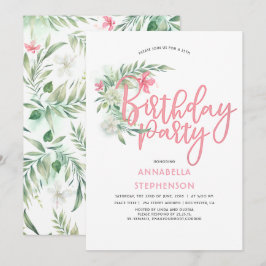 Tropical Beach Blume Geburtstagsparty Einladung