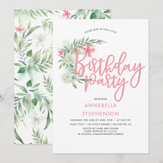 Tropical Beach Blume Geburtstagsparty Einladung
