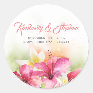 Tropical Beach Blume Hochzeit Runder Aufkleber