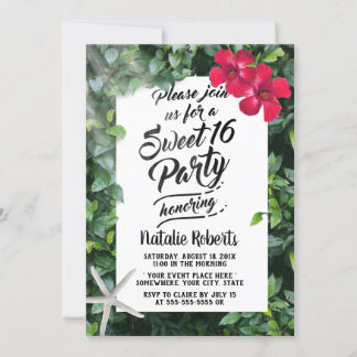 Tropical Beach Blume & Starfish Sweet 16 Geburtsta Einladung