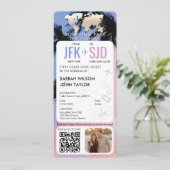Tropical Beach Boarding Pass Ticket Zielort Einladung (Stehend Vorderseite)