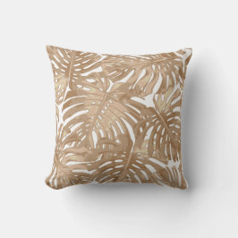 Tropical Beach Boho Brown White Palm Blätter Kissen