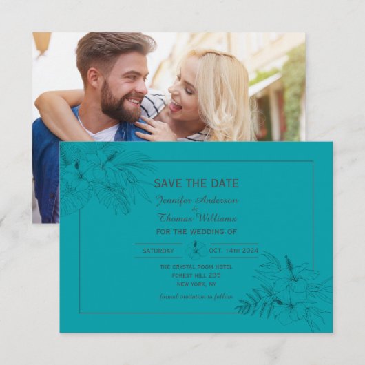 Tropical Beach Boho Summer Save the Date (Vorne/Hinten)