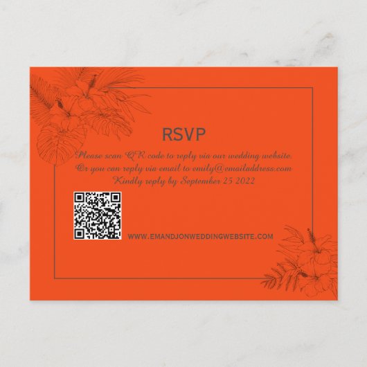 Tropical Beach Boho Summer Wedding RSVP Postkarte (Vorderseite)