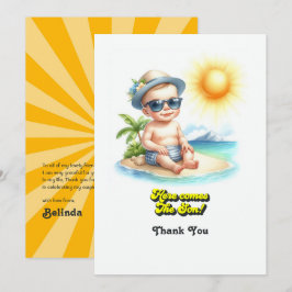 Tropical Beach Boy kommt hier zur Son Baby Dusche Dankeskarte