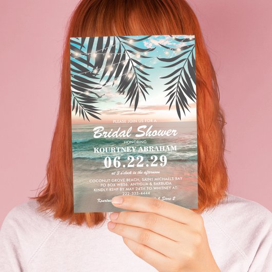 Tropical Beach Brautparty | Lichtzeichenfolge Einladung
