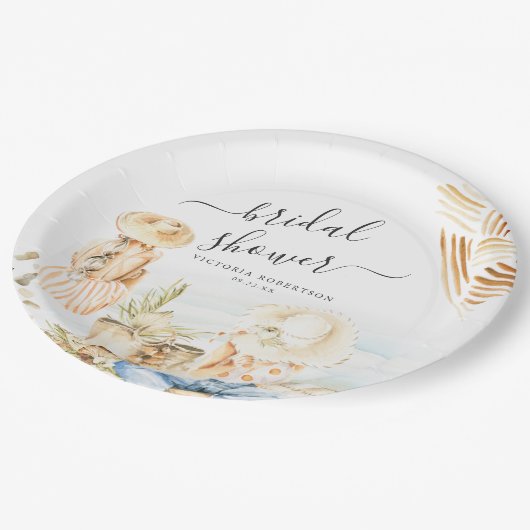 Tropical Beach Brautparty Pappteller (Schrägansicht)