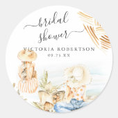 Tropical Beach Brautparty Runder Aufkleber (Vorderseite)