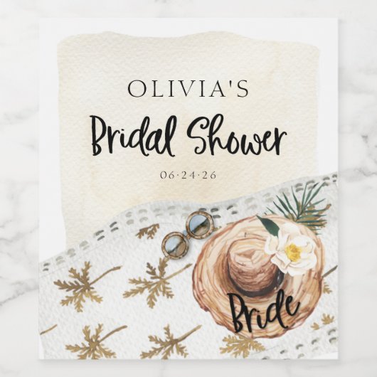 Tropical Beach Brautparty Weinetiketten Weinetikett (Einzelnes Label)