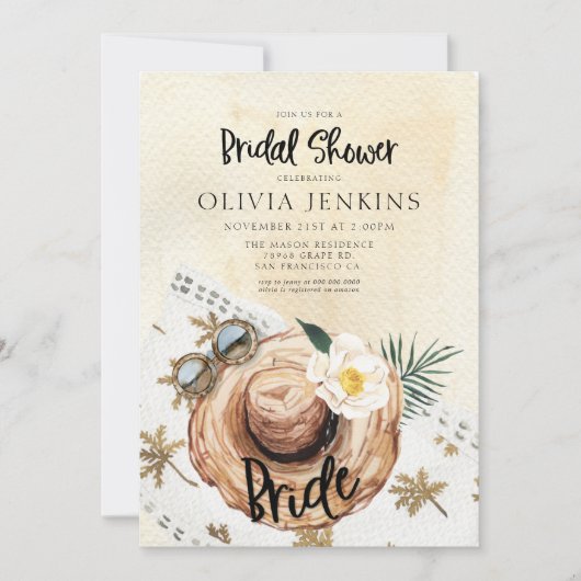 Tropical Beach Bridal Dusche Einladung (Vorderseite)