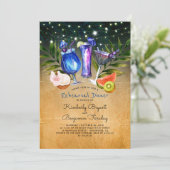 Tropical Beach Cheques Cocktails Probe Abendessen Einladung (Stehend Vorderseite)