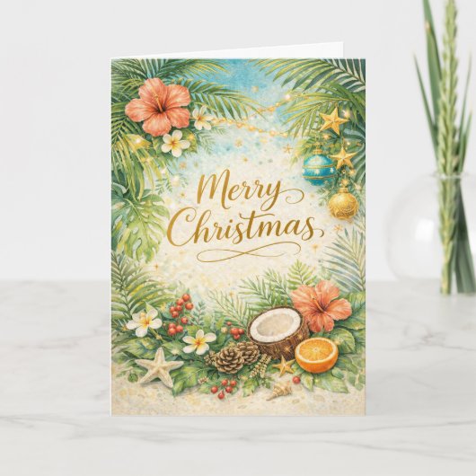 Tropical Beach Christmas  Feiertagskarte (Vorderseite)