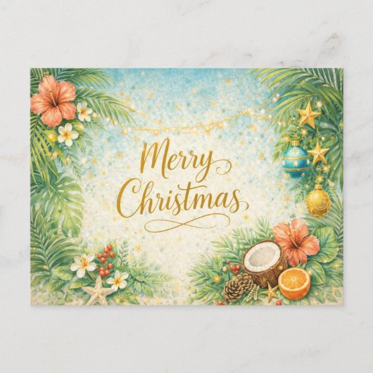 Tropical Beach Christmas  Feiertagspostkarte (Vorderseite)