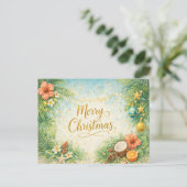 Tropical Beach Christmas  Feiertagspostkarte (Stehend Vorderseite)