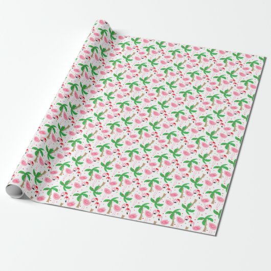 Tropical Beach Christmas Flamingos Birds Geschenkpapier (Ungerollt)