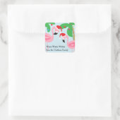 Tropical Beach Christmas Flamingos Birds Quadratischer Aufkleber (Tasche)