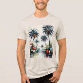 Tropical Beach Christmas Palm Trees With Ornaments Tri-Blend Shirt (Vorderseite)