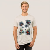 Tropical Beach Christmas Palm Trees With Ornaments Tri-Blend Shirt (Vorderseite voll)