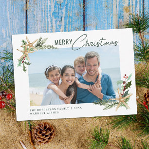 Tropical Beach Christmas Starfish Foto Feiertagskarte