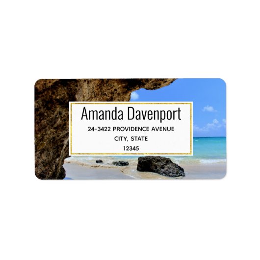 Tropical Beach Coast mit Big Rock-Adresse Adressaufkleber (Vorne)