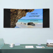 Tropical Beach Coast mit Big Rock Business Banner (Messe)
