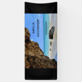 Tropical Beach Coast mit Big Rock Business Banner (Vertikal)