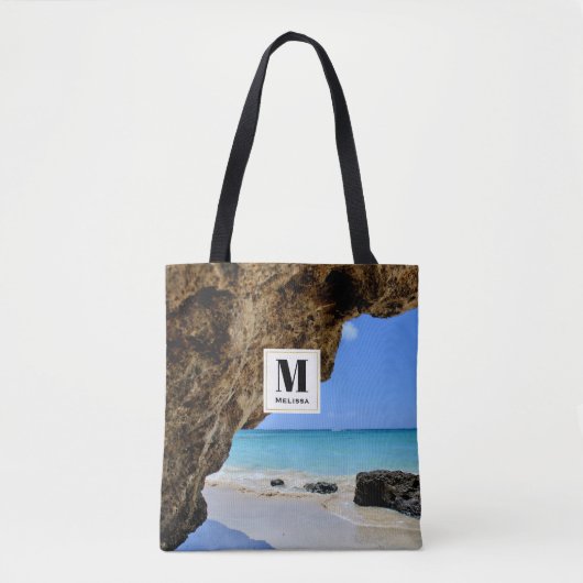 Tropical Beach Coast mit Big Rock Monogram Tasche (Vorderseite)