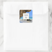 Tropical Beach Coast mit Big Rock Vielen Dank Quadratischer Aufkleber (Tasche)