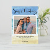 Tropical Beach Coastal Foto Weihnachtskarte Feiertagskarte (Stehend Vorderseite)