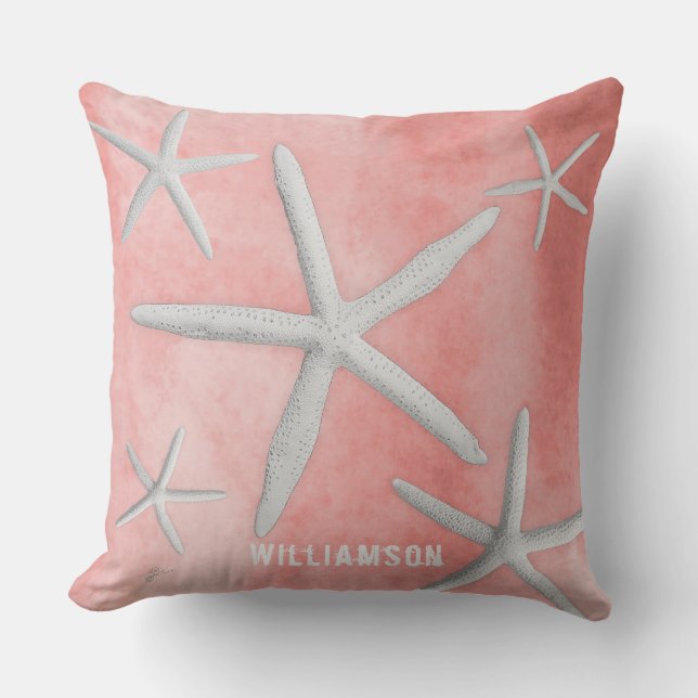 Tropical Beach Coastal Starfish Corner Moderne Kissen (Vorderseite)