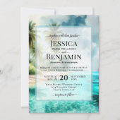 Tropical Beach Coastal Watercolor Stylish Wedding Einladung (Vorderseite)