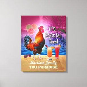 Tropical Beach Cocktail Bar Funny Rooster Chicken Leinwanddruck