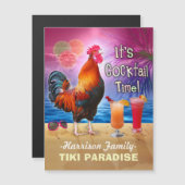 Tropical Beach Cocktail Bar Funny Rooster Chicken Magnetkarte (Vorne/Hinten)