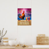 Tropical Beach Cocktail Bar Funny Rooster Chicken Poster (Küche)