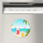 Tropical Beach Cocktail Round Magnet! Magnet (In Situ (Geschirrspüler))