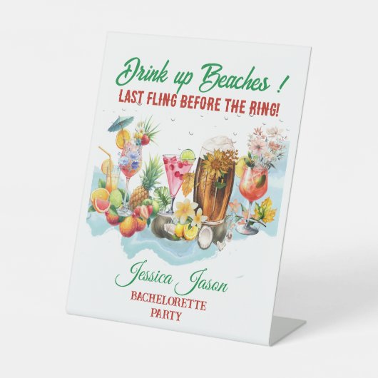 Tropical Beach Cocktails Obst Junggeselinnen-Absch Sockelschild (Vorderseite)