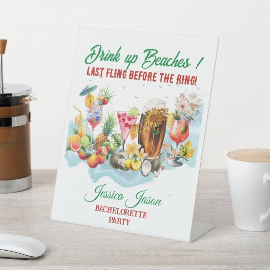 Tropical Beach Cocktails Obst Junggeselinnen-Absch Sockelschild (In SItu)